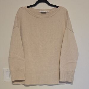 Simon's Cream Ivory Cotton Boatneck Women's Large Sweater